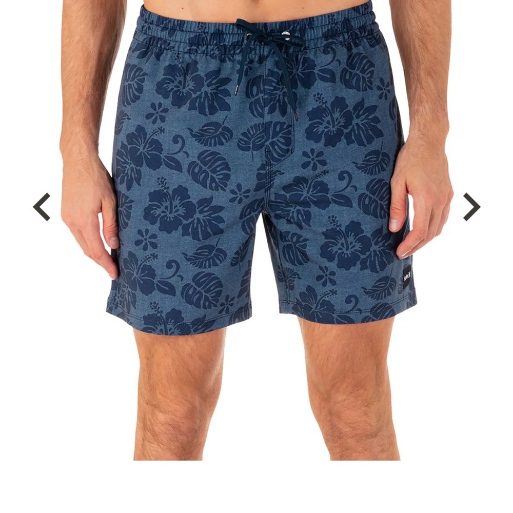 NWT Hurley Navy Floral Men's Cannonball 17" Swim Board Shorts - Med